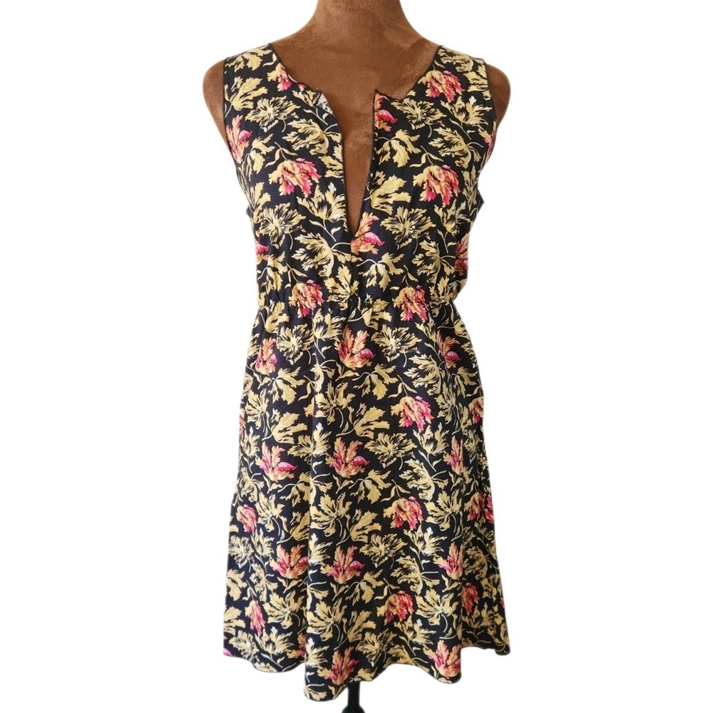 Kara Line Slip Dress‎ Lightweight Casual Black Floral Unlined Stretch Waist OS